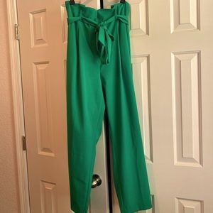 Kelly Green Pleated High Waisted Trouser